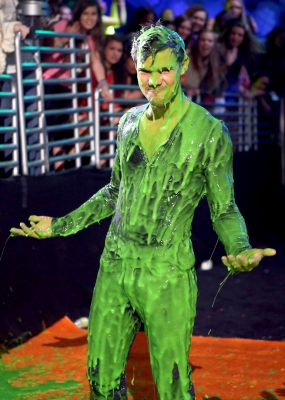 Taylor Lautner gets slimed at Nickelodeon’s 25th Annual Kids’ Choice Awards held at Galen Center in Los Angeles on March 31, 2012 