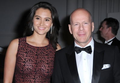 Emma Heming and Bruce Willis arrives at The Weinstein Company and Realativity Media’s 2011 Golden Globes after party held at Bar 210 inside The Beverly Hilton hotel in Beverly Hills, Calif. on January 16, 2011