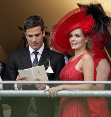 Gethin Jones and Katherine Jenkins watch the racing as they attend day 2 of Royal Ascot at Ascot Racecourse, AScot, UK, on June 15, 2011