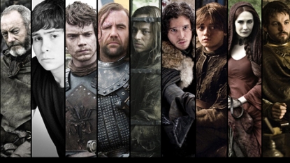 ‘Game of Thrones’ stars Liam Cunningham as Davos Seaworth; Daniel Portman, who plays Podrick Payne; Alfie Allen as Theon Greyjoy; Rory McCann as The Hound; Tom Wlaschiha as Jaqen H’ghar; Kit Harington as Jon Snow; Maisie Williams as Arya Stark; Carice van Houten as Melisandre; Gethin Anthony as Renly Baratheon