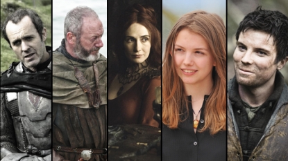 Stephen Dillane as Stannis, Liam Cunningham as Davos, Carice van Houten as Melisandre, Hannah Murray (who plays Gilly), Joe Dempsie as Gendry