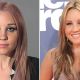 Amanda Bynes in her booking photo, April 6, 2012 (left), and at the MTV Movie Awards on June 5, 2011 (right)
