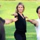 Heidi Klum strikes a yoga pose in New York on July 12, 2011