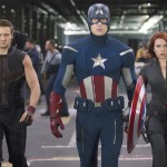 Jeremy Renner, Chris Evans and Scarlett Johansson in ‘The Avengers’