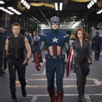 Jeremy Renner, Chris Evans and Scarlett Johansson in ‘The Avengers’