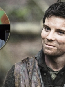 Joe Dempsie as Gendry in ‘Game of Thrones,’ and at Access Hollywood (inset)