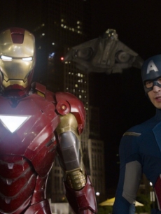 Iron Man and Captain America in a scene from Marvel’s ‘The Avengers’
