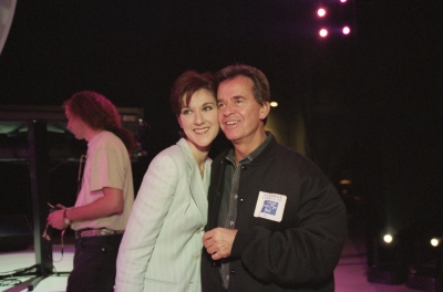 Celine Dion and Dick Clark backstage at the 22nd annual American Music Awards at the Shrine Auditorium, Los Angeles, January 28, 1995