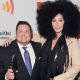 Chaz Bono and Cher backstage at the 23rd Annual GLAAD Media Awards in Los Angeles on April 21, 2012 