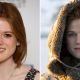 Rose Leslie in London in March 2012 (left), and as Ygritte in ‘Game of Thrones’ (right)