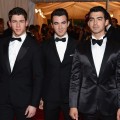 Nick Jonas, Kevin Jonas and Joe Jonas of The Jonas Brothers attend the ‘Schiaparelli And Prada: Impossible Conversations’ Costume Institute Gala at the Metropolitan Museum of Art in New York City on May 7, 2012 