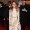 Sarah Jessica Parker wears a floral print at the ‘Schiaparelli And Prada: Impossible Conversations’ Costume Institute Gala at the Metropolitan Museum of Art in New York City on May 7, 2012 