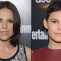 Lana Parrilla and Ginnifer Goodwin attend the Entertainment Weekly & ABC-TV Up Front VIP Party at Dream Downtown, New York City, on May 15, 2012
