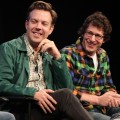 Jason Sudeikis and Andy Samberg are seen during the 2010 New Yorker Festival at Acura at SIR Stage37 in New York City on October 3, 2010 
