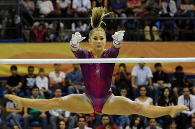 Shawn Johnson of the United States competes in the Women’s Artistic Gymnastics Finals in Uneven Bars during Day 13 of the XVI Pan American Games at the Revolution Sports Complex in Guadalajara, Mexico, on October 27, 2011