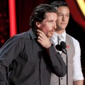 Christian Bale and Joseph Gordon-Levitt speak onstage during the 2012 MTV Movie Awards held at Gibson Amphitheatre in Universal City, Calif. on June 3, 2012
