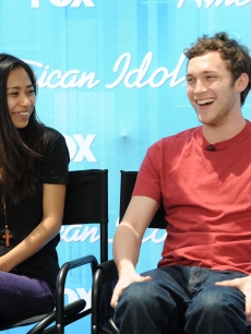 Jessica Sanchez and Phillip Phillips take questions from reporters ahead of the ‘American Idol’ Season 11 final, May 21, 2012