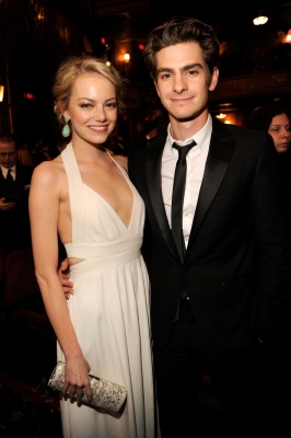 Emma Stone and Andrew Garfield steps out at the 66th Annual Tony Awards at The Beacon Theatre in New York City on June 10, 2012