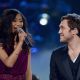 Jessica Sanchez and Phillip Phillips perform onstage during Fox’s ‘American Idol 2012’ results show at Nokia Theatre L.A. Live in Los Angeles on May 23, 2012
