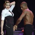 Madonna performs on stage during her ‘MDNA’ tour with dancer Brahim Zaibat in Tel Aviv, Israel on May 31, 2012 