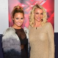 Demi Lovato and Britney Spears are seen at ‘The X Factor’ auditions at Oracle Arena in Oakland, Calif. on June 16, 2012
