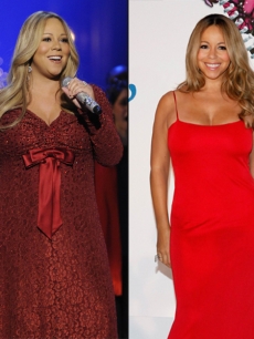 Mariah Carey in 2009 (left) and in 2010 (right)
