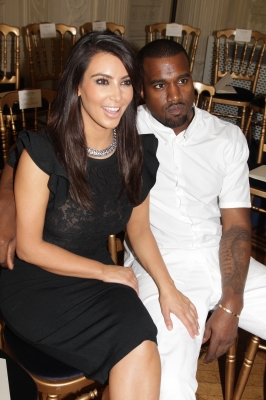 Kim Kardashian and Kanye West are seen at the Valentino Haute-Couture show at Hotel Salomon de Rothschild in Paris on July 4, 2012 