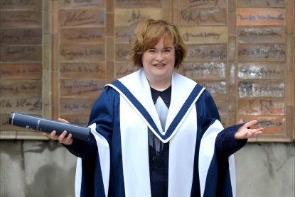 Susan Boyle receives an honorary degree at Queen Margaret University in Edinburgh, Scotland on July 6, 2012 