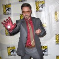 Robert Downey Jr. rocks an Iron Man glove at Marvel Studios ‘Iron Man 3’ panel during Comic-Con 2012 in San Diego on July 14, 2012