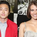 Steven Yeun and Lauren Cohan at ‘The Walking Dead’ 100th Issue Black-Carpet event powered by Hyundai and Future US at PETCO Park on July 13, 2012