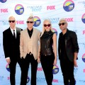 Tom Dumont, Adrian Young, Gwen Stefani and Tony Ashwin Kanal of No Doubt step out at the 2012 Teen Choice Awards at Gibson Amphitheatre in Universal City, Calif., on July 22, 2012
