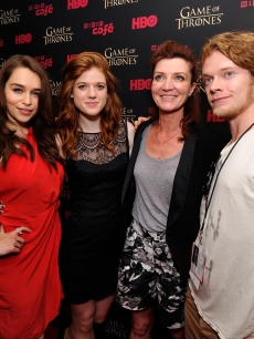 Emilia Clarke, Rose Leslie, Michelle Fairley, and Alfie Allen attend the ‘Game Of Thrones’ HBO celebration party inside the WIRED Cafe at Palm Terrace At The Omni Hotel during Comic-Con International 2012 on July 13, 2012