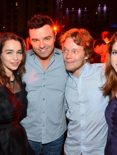 Emilia Clarke, Seth MacFarlane, Alfie Allen and Rose Leslie attend the Playboy and True Blood 2012 Event on July 14, 2012
