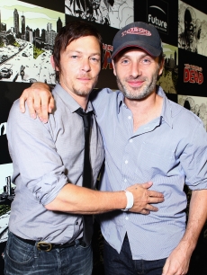 Norman Reedus (L) and Andrew Lincoln attend ‘The Walking Dead’ 100th Issue Black-Carpet event powered by Hyundai and Future US at PETCO Park on July 13, 2012 