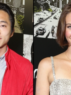 Steven Yeun and Lauren Cohan at ‘The Walking Dead’ 100th Issue Black-Carpet event powered by Hyundai and Future US at PETCO Park on July 13, 2012