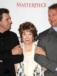 Brendan Coyle, Shirley MacLaine and Hugh Bonneville attend the ‘Downton Abbey’ photo call at the Beverly Hilton Hotel on July 21, 2012