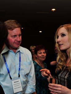 Joanne Froggatt speaks with reporters after the ‘Downton Abbey’ panel at the TCA summer tour 2012 at the Beverly Hilton Hotel, July 21, 2012