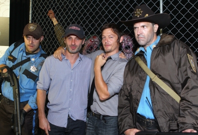 Andrew Lincoln and Norman Reedus attend ‘The Walking Dead’ 100th Issue Black-Carpet event powered by Hyundai and Future US at PETCO Park on July 13, 2012