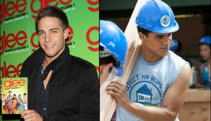 Dean Geyer at a ‘Glee’ event in Park City, Utah (left) and Jacob Artist in ‘Blue Lagoon: The Awakening’ on Lifetime (right)