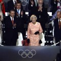 Britain’s Queen Elizabeth II arrives during the opening ceremony of the London 2012 Olympic Games at the Olympic stadium in London on July 27, 2012 