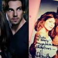 Kristin Kreuk and Jay Ryan in a publicity image for The CW’s ‘Beauty and the Beast’ (left); The signed poster Kristin received from Linda Hamilton (right)