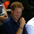 Prince Harry is spotted on Day 5 of the London 2012 Olympic Games at the Aquatics Centre in London on August 1, 2012 