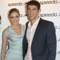 Megan Rossee and Michael Phelps attend the Speedo Athlete Celebration at Kensington Roof Gardens in London on August 6, 2012