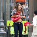 Baby on board?!? ‘Modern Family’ beauty Sofia Vergara sports a faux baby bump while filming a scene with Rico Rodriguez on the set in Los Angeles on August 7, 2012