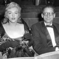 Marilyn Monroe and her husband, Arthur Miller, are pictured at the Comedy Theatre in London for the first night of Miller’s play, ‘A View from the Bridge,’ London, Oct. 11, 1956