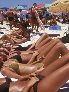 Women sunbathing on Ipanema Beach, Rio de Janeiro, circa 1990