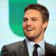 Stephen Amell speaks at the ‘Arrow’ discussion panel during the CW portion of the 2012 Summer Television Critics Association tour at the Beverly Hilton Hotel on July 30, 2012