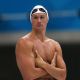 Ryan Lochte looks on during a training session ahead of the London Olympic Games at the Aquatics Centre in Olympic Park in London on July 24, 2012 