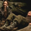 Jennifer Lawrence  and Josh Hutcherson seen filming a scene during ‘The Hunger Games’