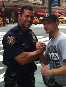 J.W. Cortes and Marine Corp. Sargeant Tyler Dodd in NYC, August 27, 2012